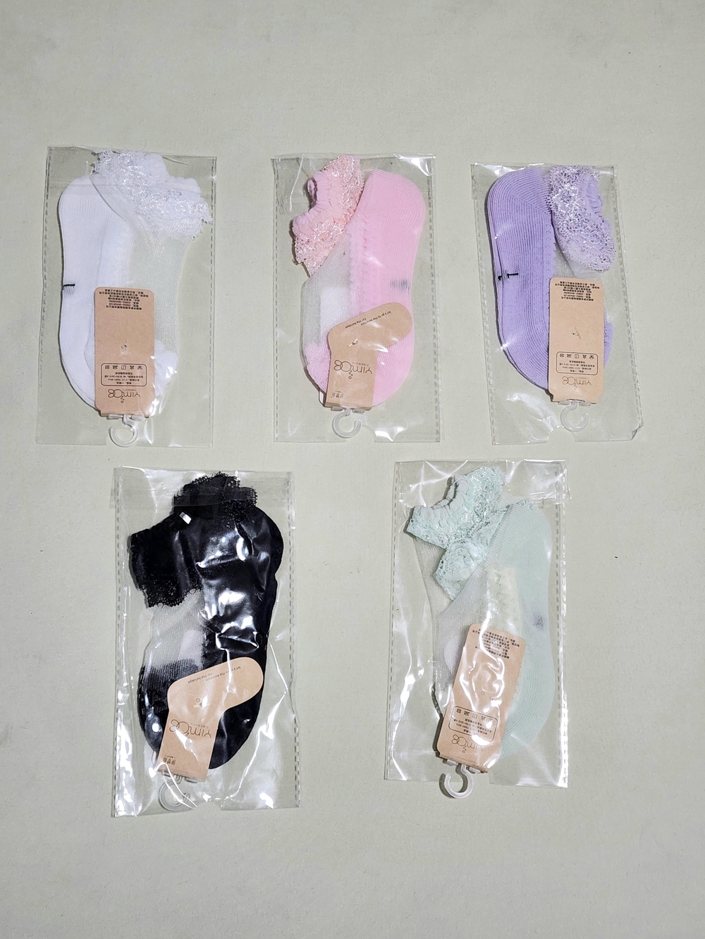 Lace-Trim Ankle Socks for Kids - Pack of Pastel & Neutral Colors Size 3t